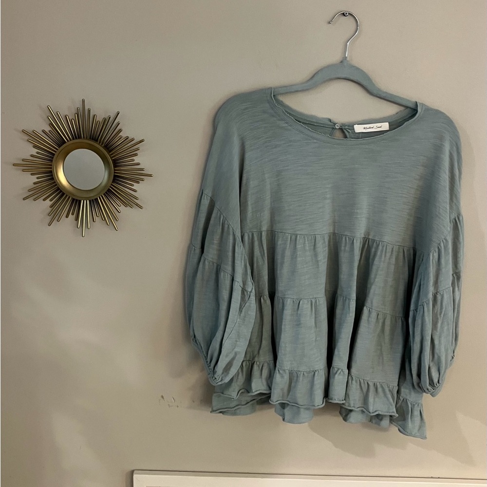 Anthropologie Mustard Seed NWOT Pale Blue-Green Tiered Top